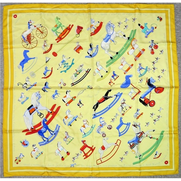Hermes Yellow Rocking Horse Toy Scarf - Picture 1 of 11